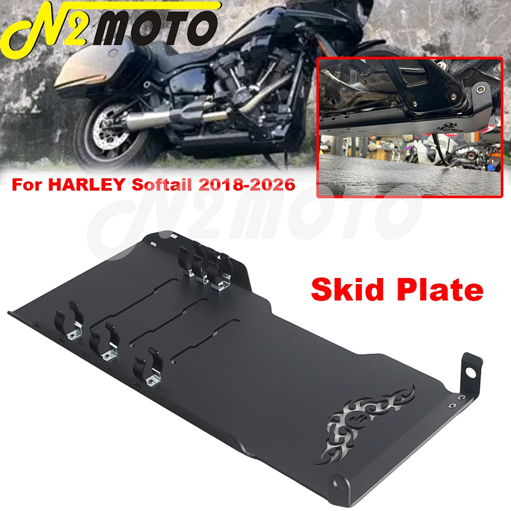 For Harley Softail FXBR FLDE FLFB FXFB FLHC FXLR FLSL FLSB FXST FXBB 2018-26 Engine Skid Plate Sump Guard Motorcycle Accessories
