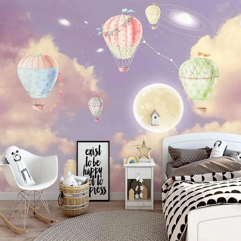 Customized Photo Mural Wallpaper 3D Fantasy Starry Sky Hot Air Balloon children's room Living room TV background wall bedroom 8d