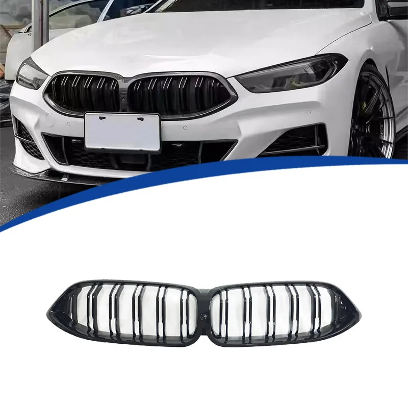 For BMW 8 Series G14 G15 G16 models 2019-2022 double-line style front grille Racing ABS material snap-in replacement installatio