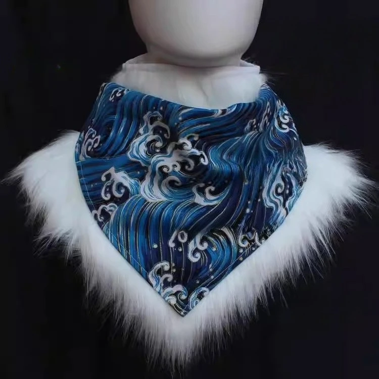 

Furry Drool Bib Triangle Scarf Gold Foil Print COS Anime Costume Accessory Classic Style