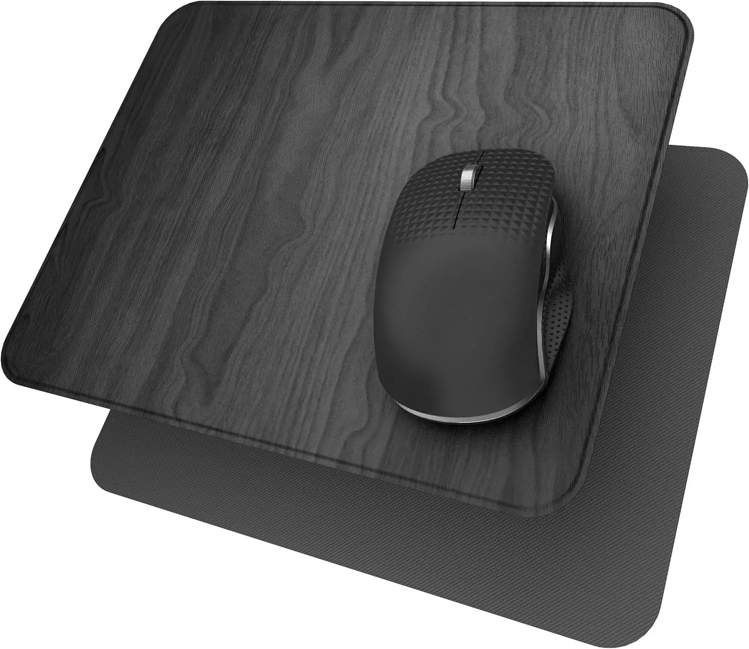 Square Hard Mouse Pad, Ultra Thin Wood-Textured PU Leather Mouse Mat, Non-Slip Rubber Base Mousepad for Office/Home/Gaming/Desk
