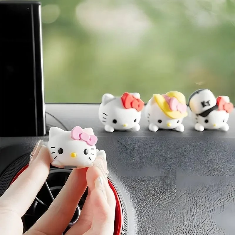 5pcs/set Hello Kitty Car Ornament Series Anime Doll Decoration Cartoon Cute Fun Car Interior Control Cartoon Decoration Toys view 3