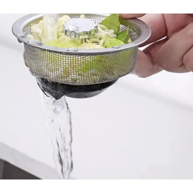 مصفاة فلتر من الفولاذ المقاوم للصدأ لحوض المطبخ مع سدادة مقبض بديلة لسلة تصريف فتحة نفايات لحوض المطبخ