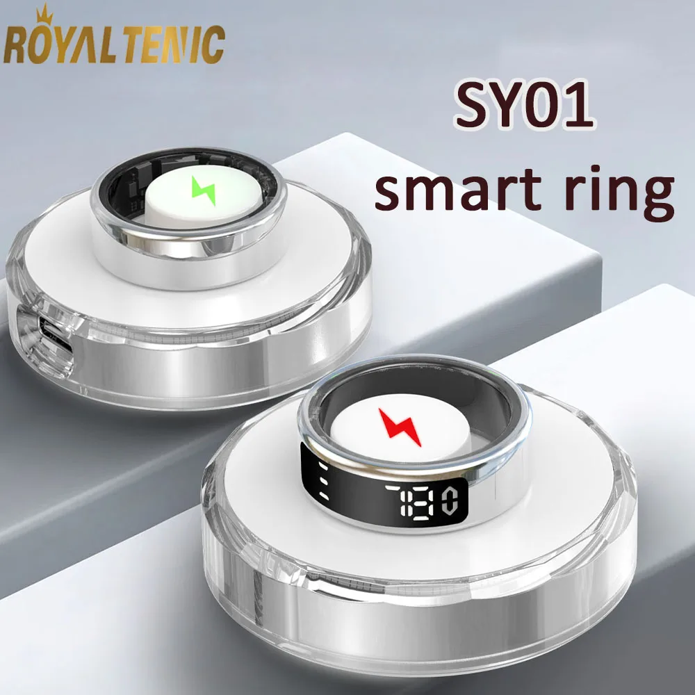 

2025 New Smart Ring SY01with Touch Control LED Display Screen Heart Rate Blood Oxygen Monitoring Steps counting for Men Women