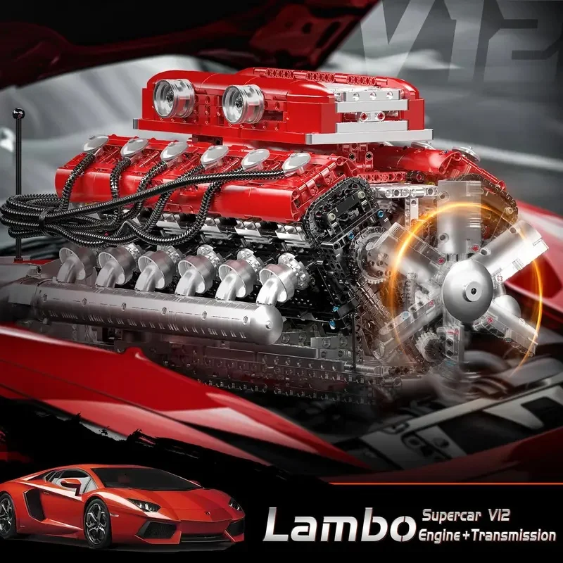 10169 Mould king Working V12 Engine Model Kit, 3472 PCS Display Engineering Building Blocks Set for Adult Collectors, Gift Idea