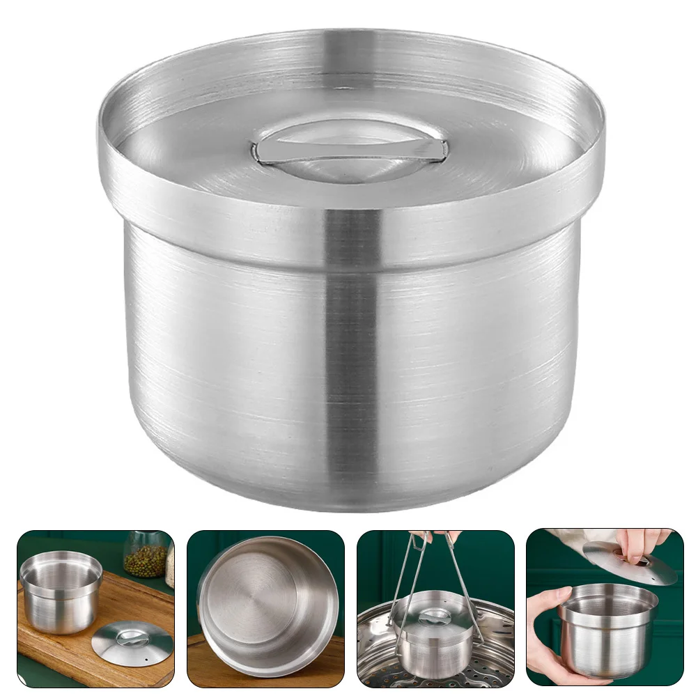 

Steaming Bowl Stainless Steel Soup Pot With Lid For Toddler Snack Storage Kids Dining Home Hotel Party Kitchen Bar