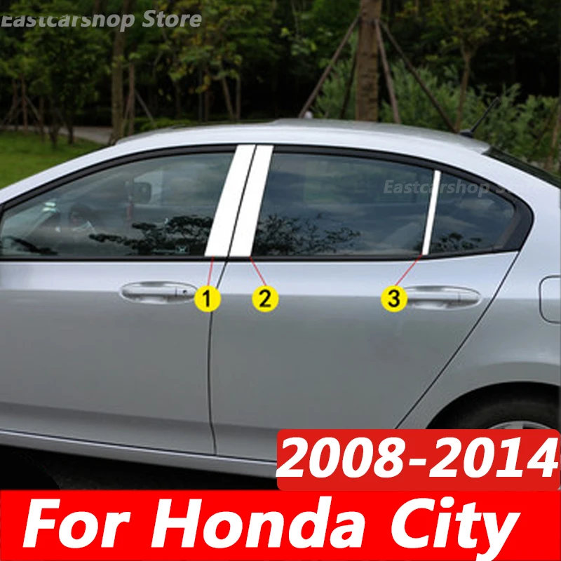 

For Honda City GM2 GM3 2014 2013 2012 2008 Car Stainless Steel Middle Central Column PC Window Trim B C Pillar Accessories