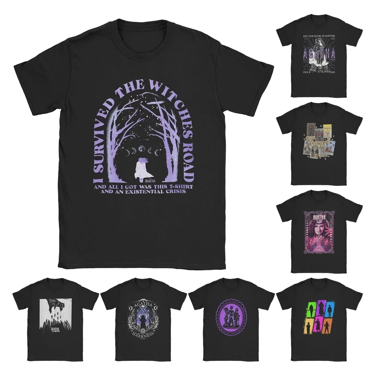 

Футболка Agatha All Along Survived the Witches Road, мужская футболка из фильма Harkness Awesome, футболка с круглым вырезом и коротким рукавом, большие размеры, мерч