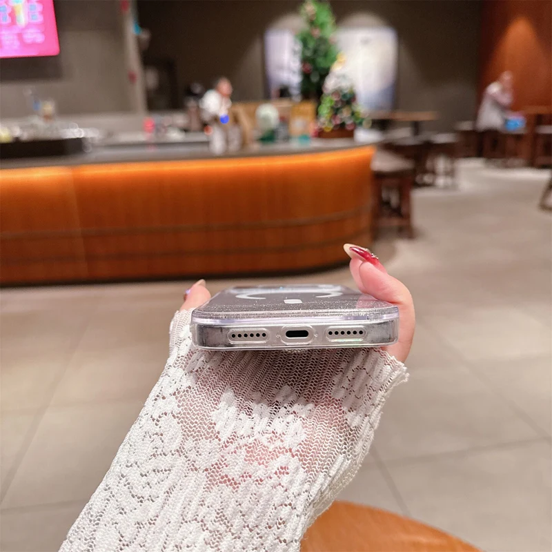 Magnetische Flüssigkeits-Quicksand-Linsenfolie Handyhülle für iPhone 17 18 Pro Max für MagSafe Trendige Sturzsichere Glitzer-Schutzhülle – Detail 12