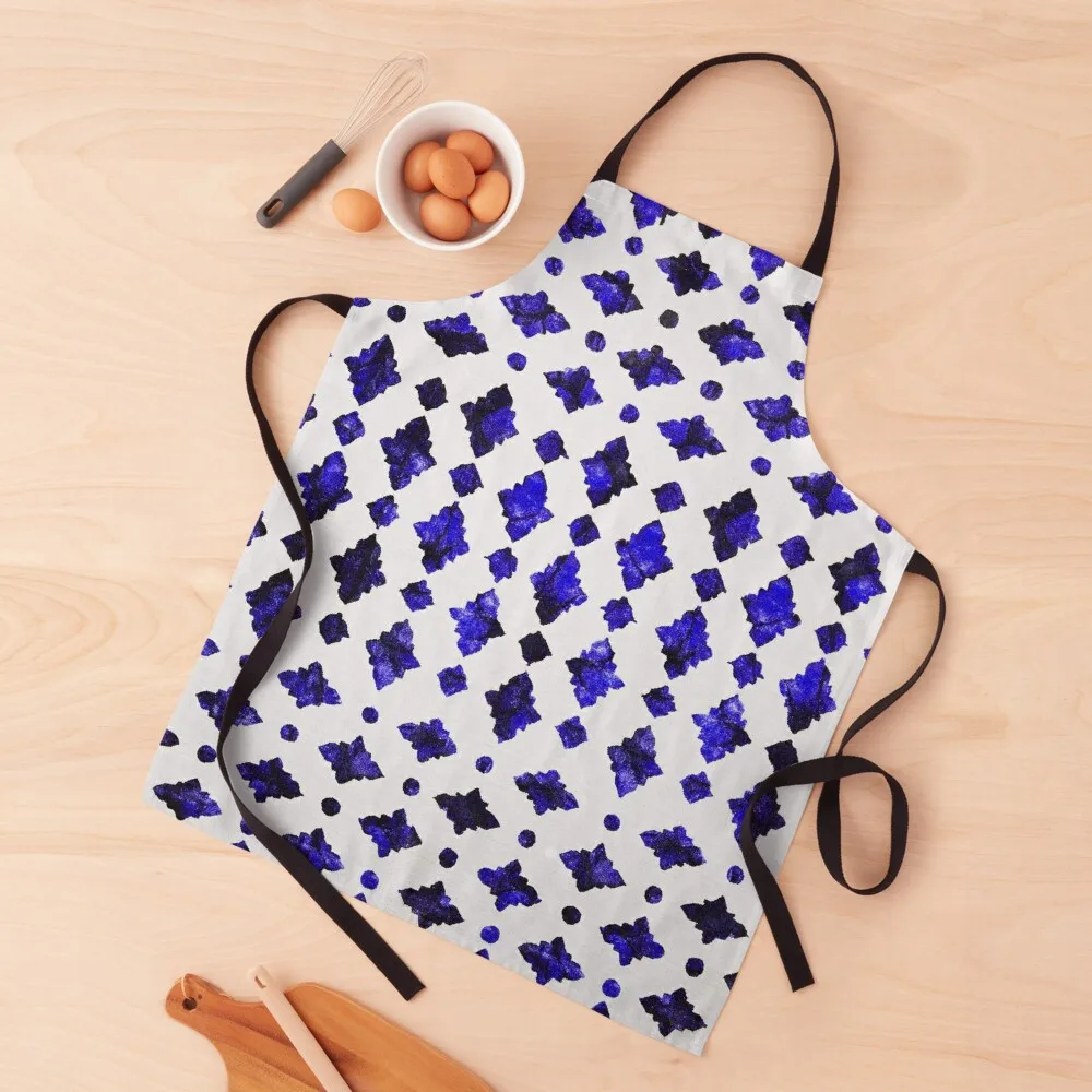 Royal Blue Traditional Moroccan Arabic Geometric Artwork Apron Custom Kitchenware Waterproof Kitchen Woman Apron