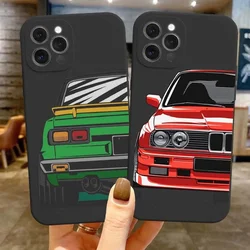 Men Cool Sports Cars Comic Phone Case For iPhone 16 15 14 13 12 11 Pro Max Mini SE 7 Plus Silicone Soft Cover Shockproof Fundas