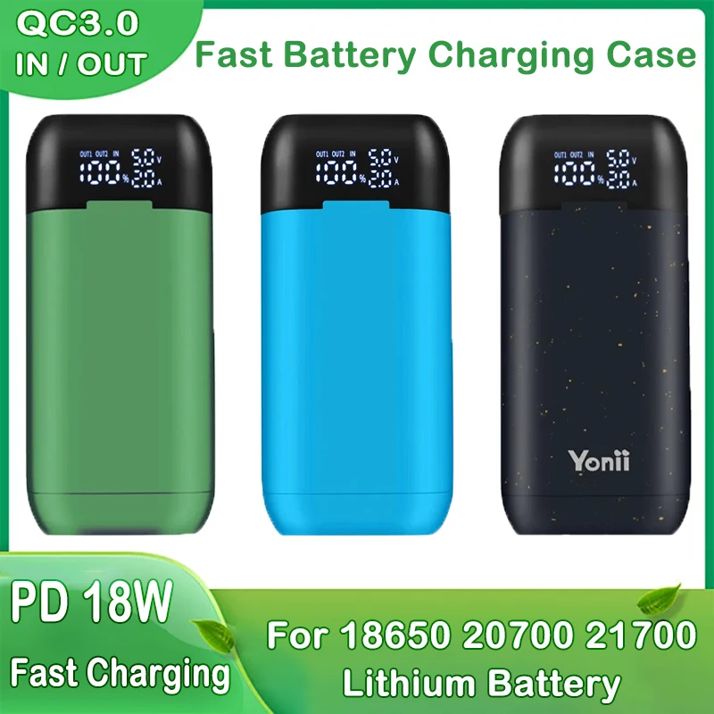 Caixa De Armazenamento De Caixa De Carregamento Rápido, DIY Power Bank, Habitação QC3.0, USB PD, 18W, 18650, 20700, 21700 Baterias De Lítio, Carregador De Bateria