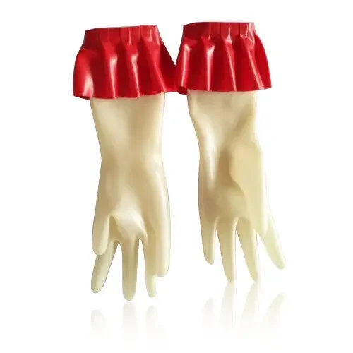 

New 100% Latex Rubber Transparent Gloves 0.45MM Manual Folding Party-Cosplay