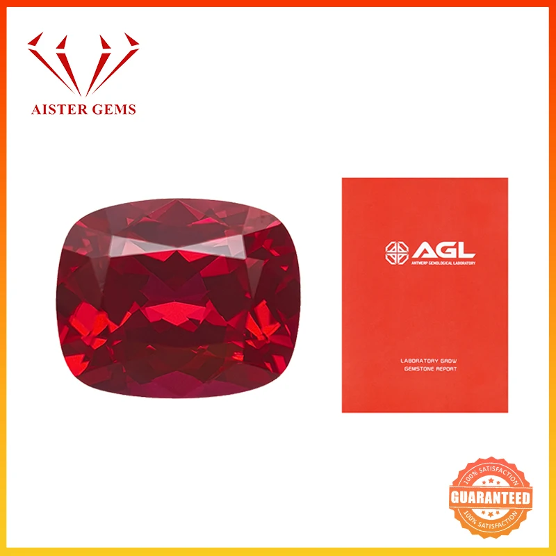 Pigeon Blood Lab Grown Ruby Gemstone Long Cushion Cut Synthetic Ruby Loose Gems with AGL Certificate