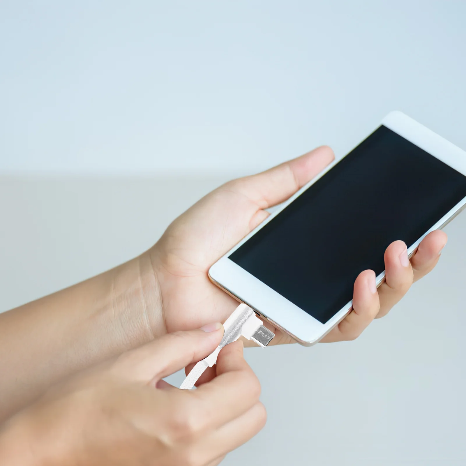 

1 м прямоугольный USB микроплетеный 2,4A 90-градусный шнур для передачи данных универсальный белый прочный нейлон быстрая зарядка для игр на телефоне