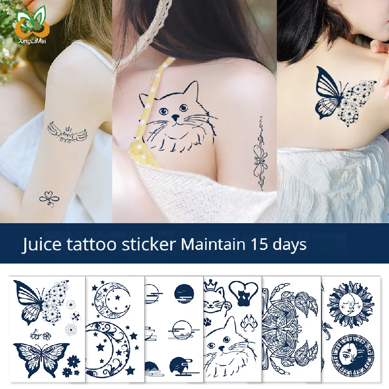 

Herbal Plant Semi Permanent 7-15 Day Tattoo Waterproof Tattoo With Gardenia Juice Temporary Tattoos Sticker Size:11x16cm