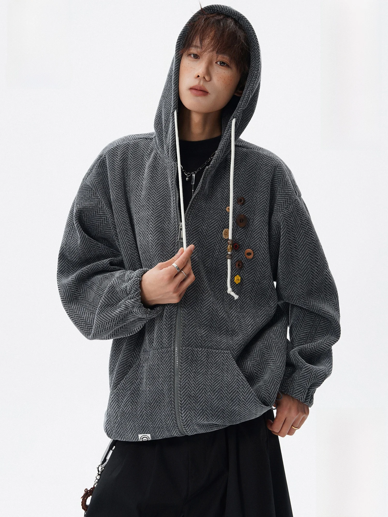 

PaulFrank Winter Hooded Open Cardigan Sweatirt Men's New Stripe Casual Fce Jaet Comfortable Long Sve Zipper Closure