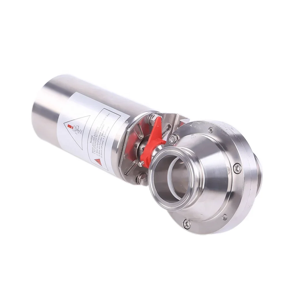 SS304 Stainless Steel Food Grade Pneumatic Sanitary Tri Clamp Butterfly Type Ball Valve for Water Oil for Fluid Control