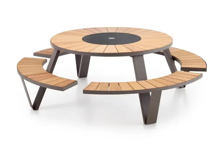 

Outdoor stainless steel aluminum alloy table and chair set, one-piece long table, casual wrought iron, open-air garden