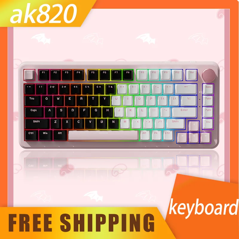 

Ak820 Twin Mechanical Keyboard 82key 75% Rgb Custom Hot Swap Wired E-Sports Gaming Keyboard For Desktop Computer Gifts