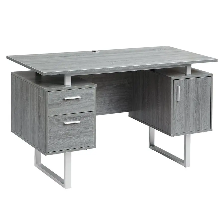 Bureau moderne avec rangement, gris