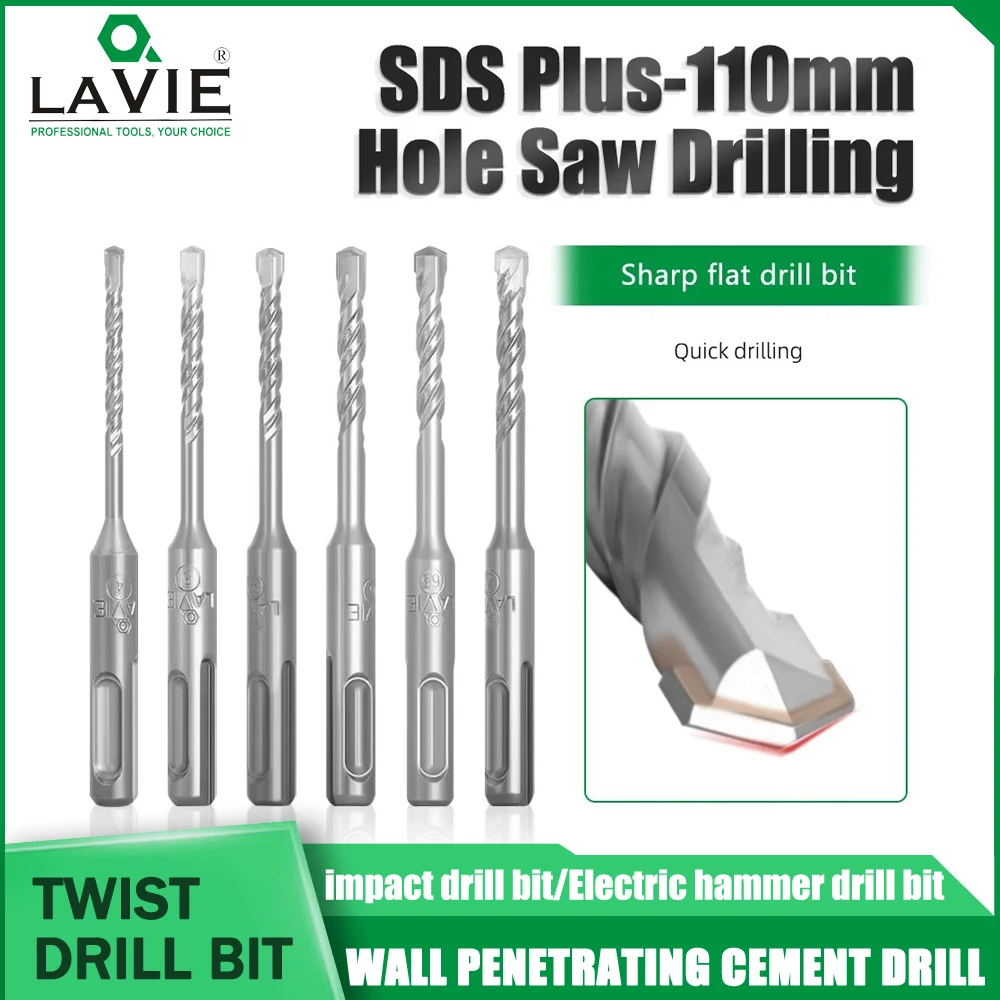LAVIE 10PC 4 5 5.5 6 6.5 7mm Electric Hammer SDS Plus Drill Bits Set 110mm Concrete Wall Brick Block Masonry Hole Saw Drilling