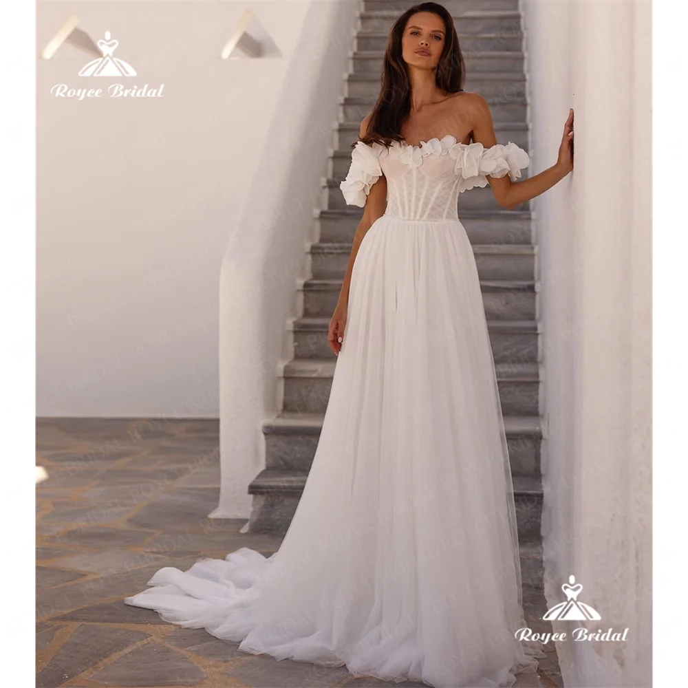 Roycebridal querida uma linha vestido de casamento 2025 tule tribunal trem vestido de casamento personalizadovestidos de novia corte sirenarobe de