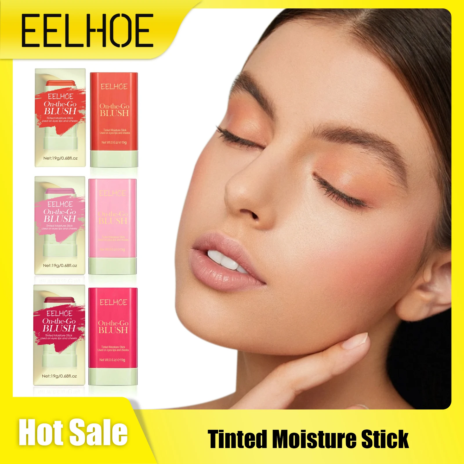 

Tinted Blush Stick Makeup Eyes Cheek Lips Long Lasting Facial Moisturizing Brighten Natural Face Rouge Blusher Contour Make Up