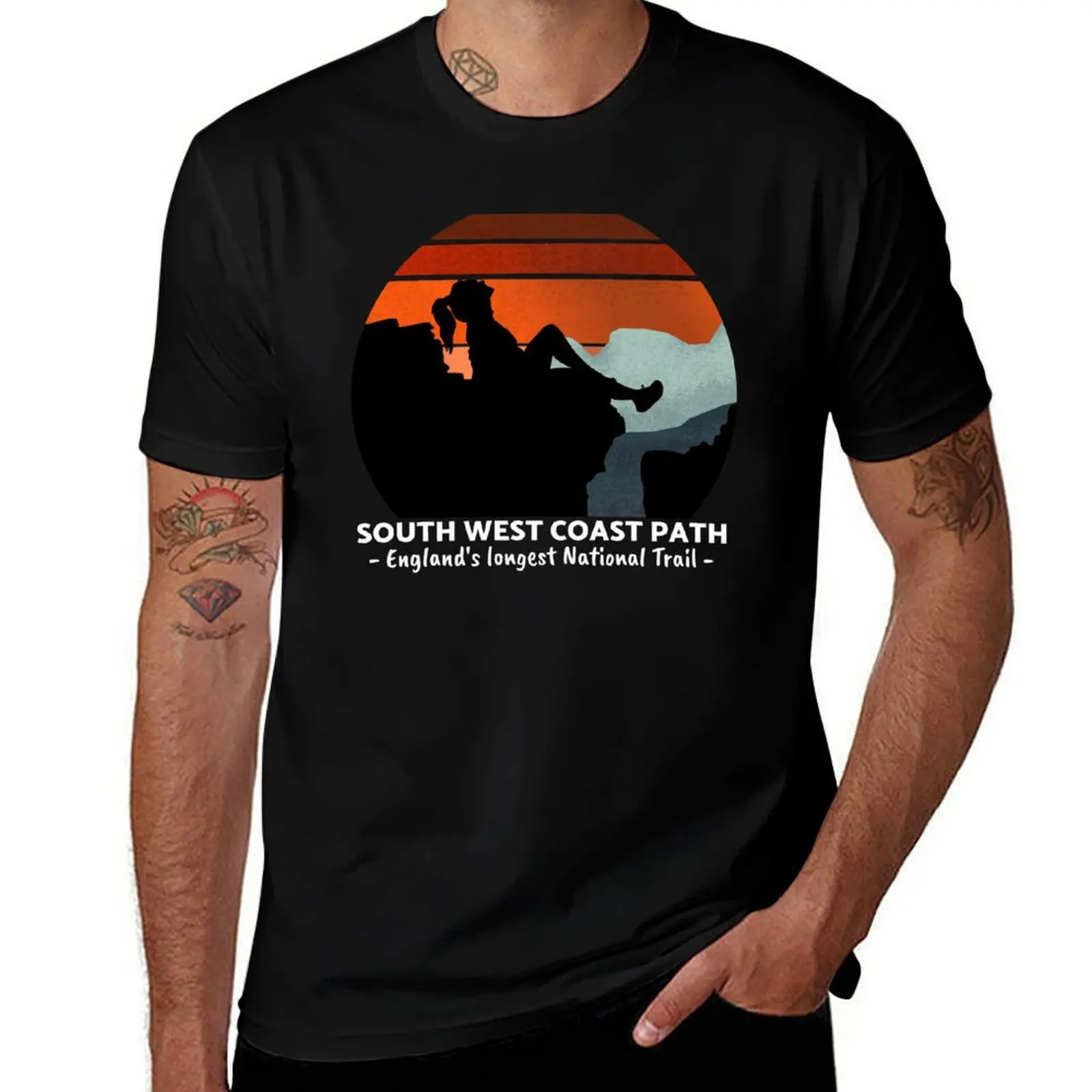 Футболка South West Coast Path, милые топы, синяя арховая хлопковая футболка для мужчин