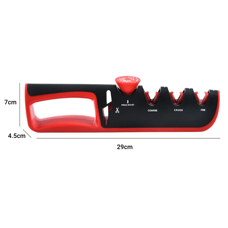 1Pc Black/Red Stainless Steel Kitchen Facilitative Sharpener Tool Angle Adjustable Five In One Knife Sharpener Professional