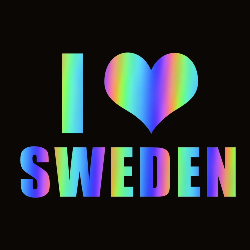 I Love sweden Laser Waterproof Stickers For Home School Bar Crafts Classroom Children Office Cars Motorcycles Computers