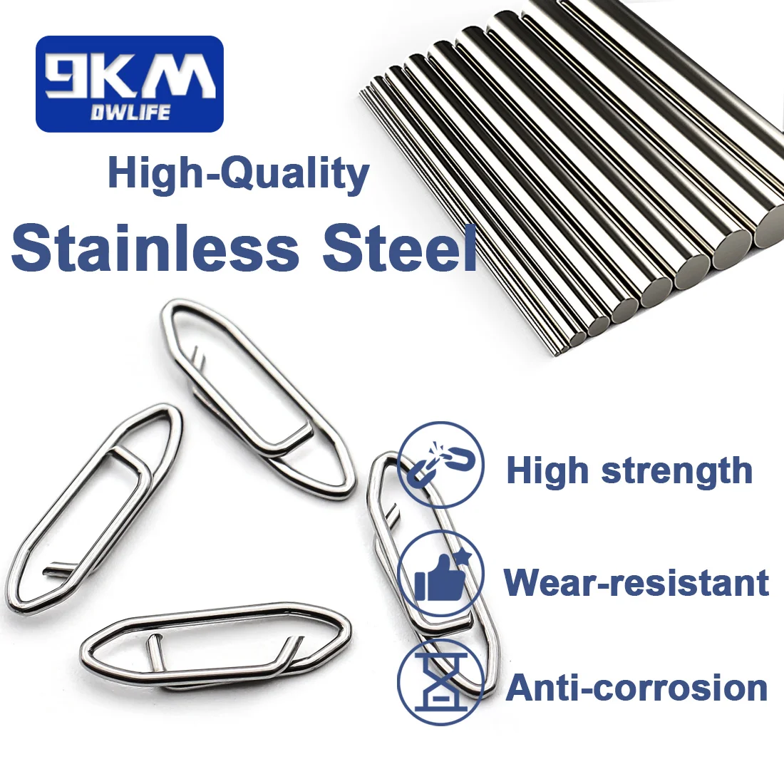 9KM Fishing Snap Kit 110pcs Stainless Steel Power Clips Fast Lure Changing Fishing Snap High Strength Saltwater Fishing Tackle