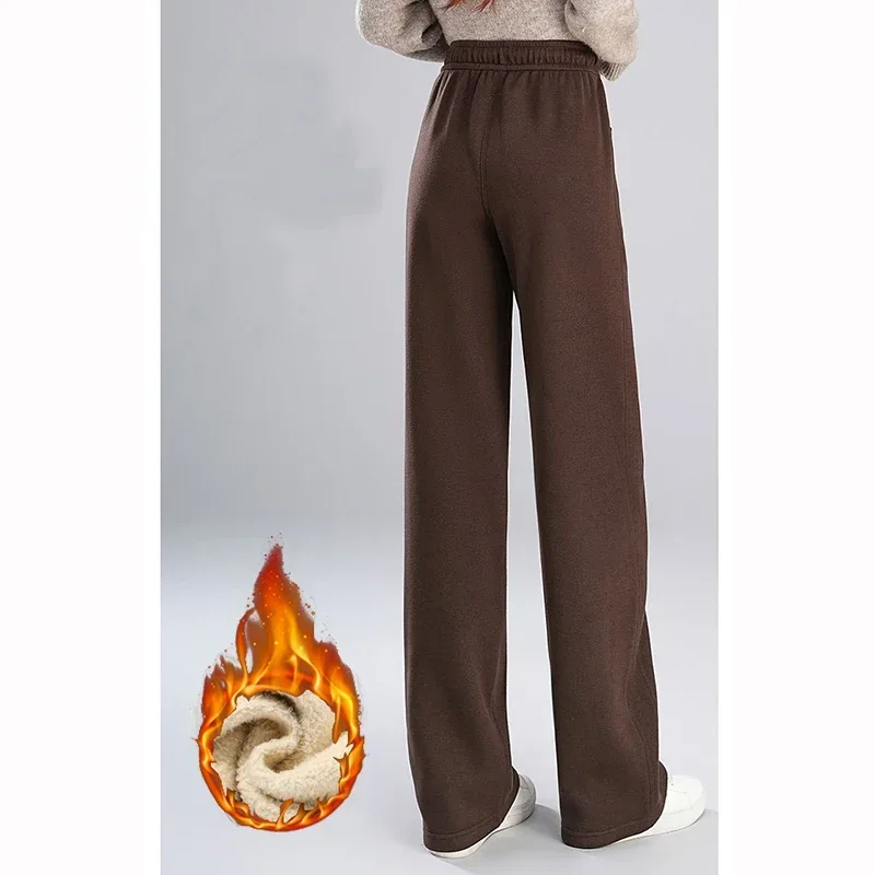 Dame Winter Klassische Tägliche Fleece Hosen Frauen Hohe Taille Thermische Plüsch Hosen Mädchen Außerhalb Täglichen Schnee Warme Lange Hosen