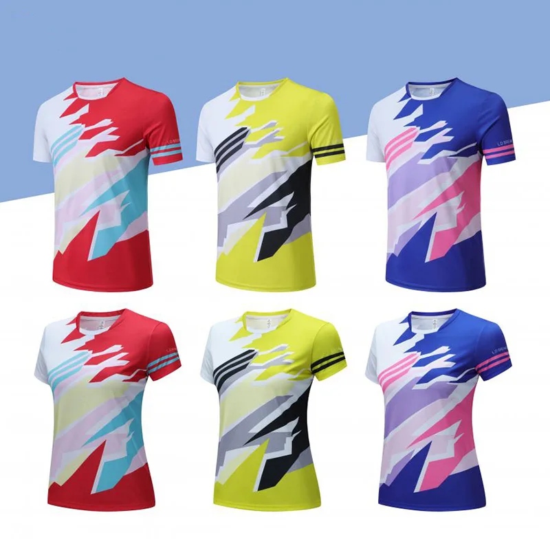 Dames Tafeltennis T-Shirt Sport Dry Fit Badminton T-Shirt Top Full Sublimatie Bedrukt Korte Mouw Ademende T-Shirts