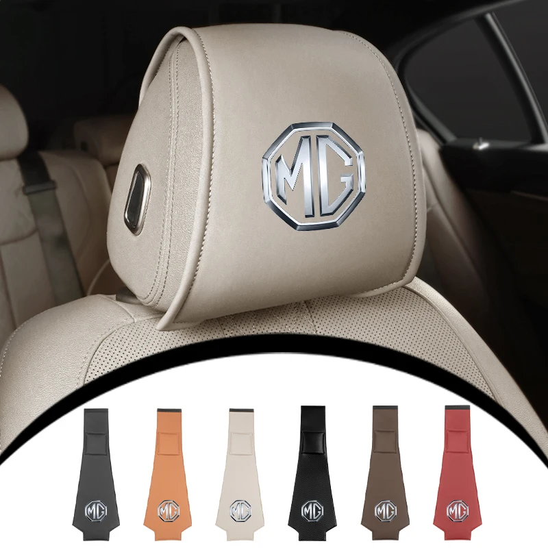 모리스 가라지 MG 6 3 5 7 TF ZR ZS HS GS GT 헥터 RX5 RX8 350 550 건담용 자동차 헤드레스트 수납 커버 가죽 목베개 커버 썸네일 4