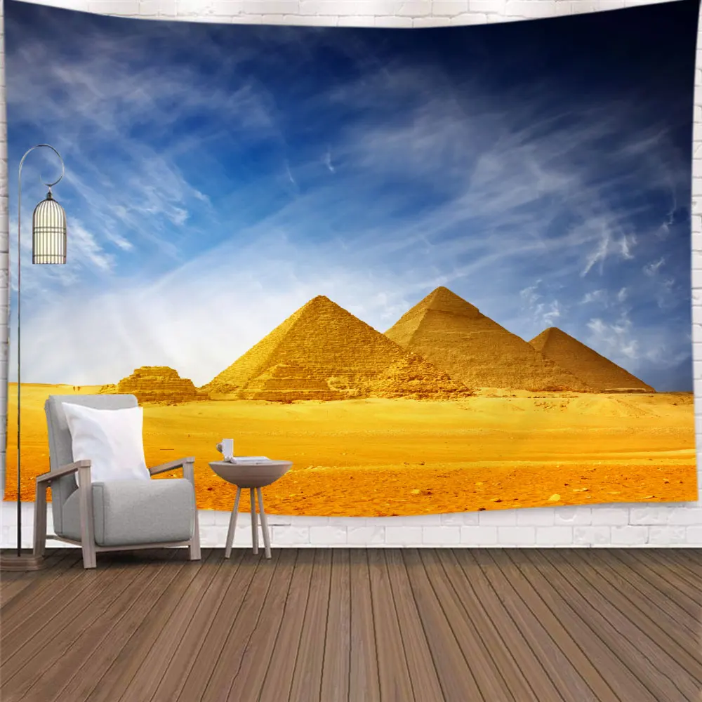 Egyptian Sacred Pyramid Landscape Printing Pattern Tapestry Home Living Room  Wall Decor Background Cloth