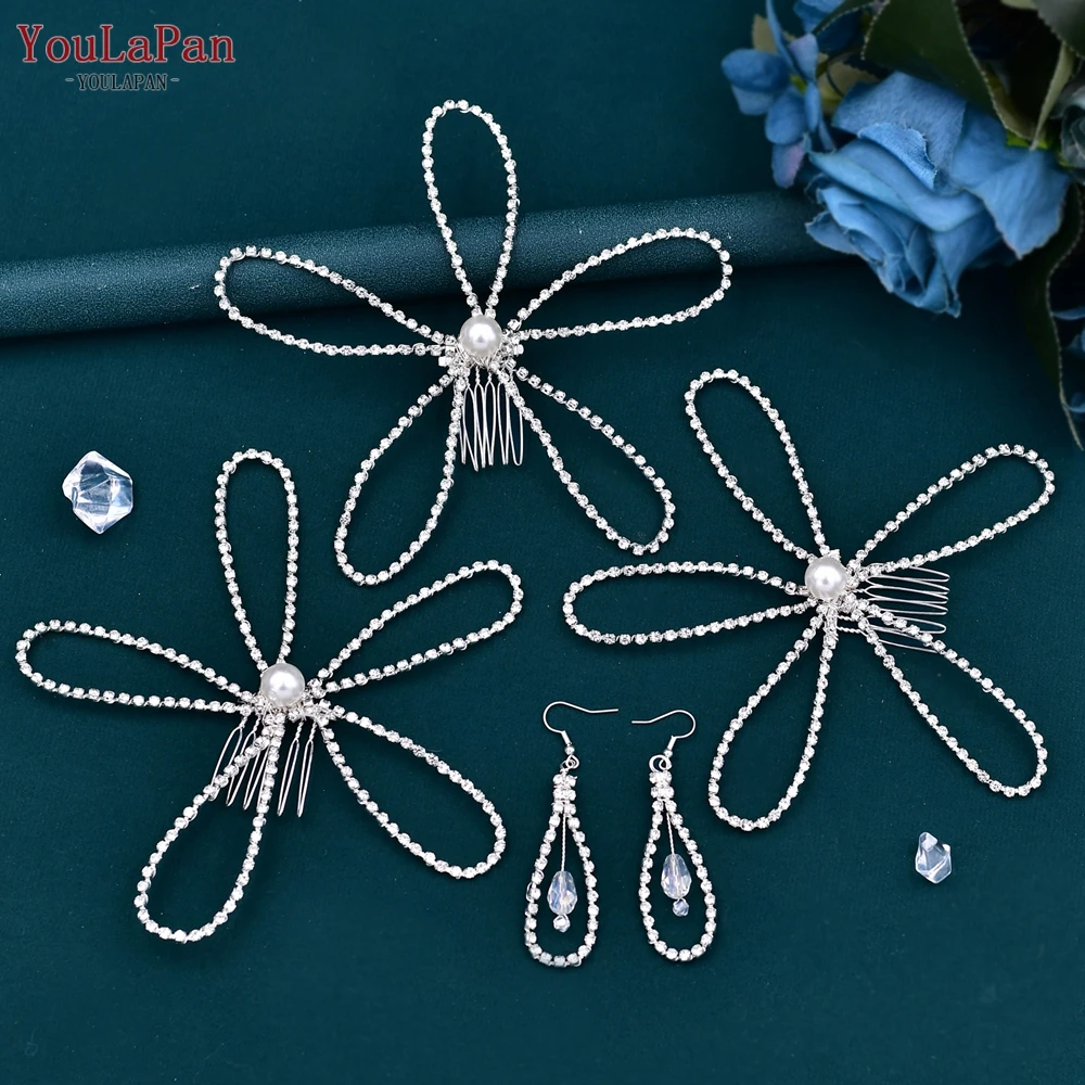 YouLaPan peines de perlas para mujer, tocado de boda, pinza para el pelo nupcial, accesorios para el cabello, fiesta, dama de honor, novia, peine, pendiente, HP367