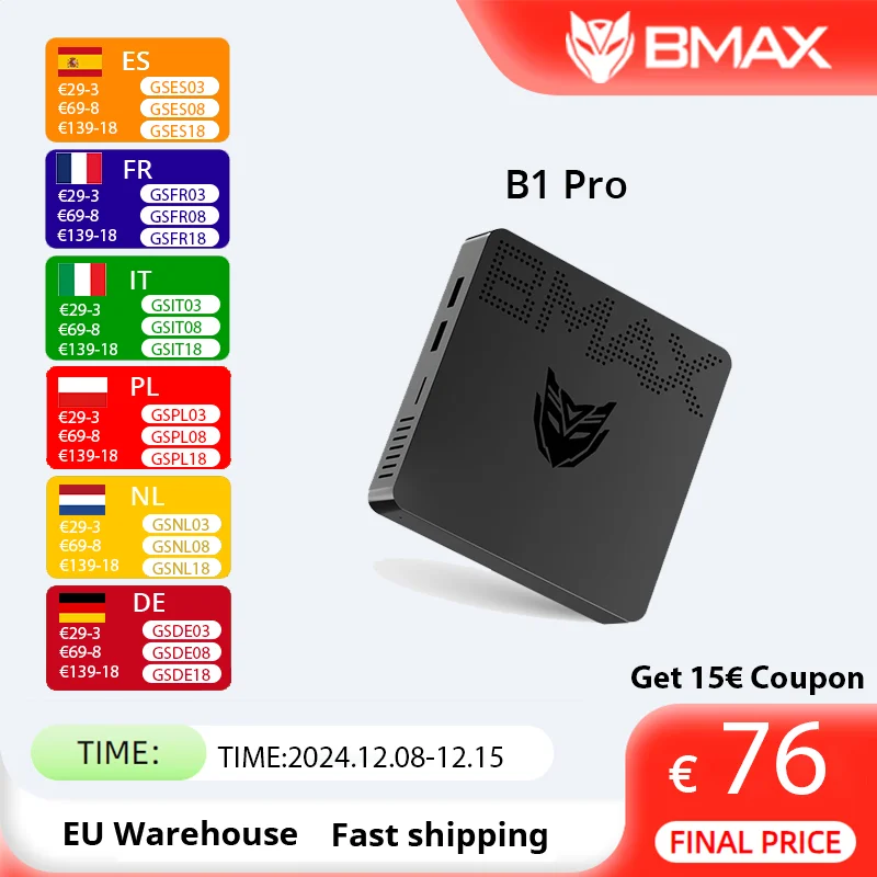 BMAX Mini PC B1PRO Windows 11 Pro 8 GB RAM 128 GB ROM N4000 Micro Desktop Computer Dual-Band WiFi mini pc