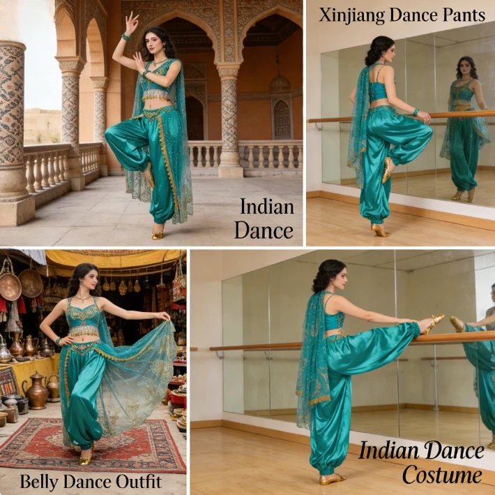

Новые индийские танцевальные брюки-фонарики с широкими штанинами для взрослых, для танца живота, для танцев в Синьцзяне, женские брюки для сценических выступлений, танцевальная одежда
