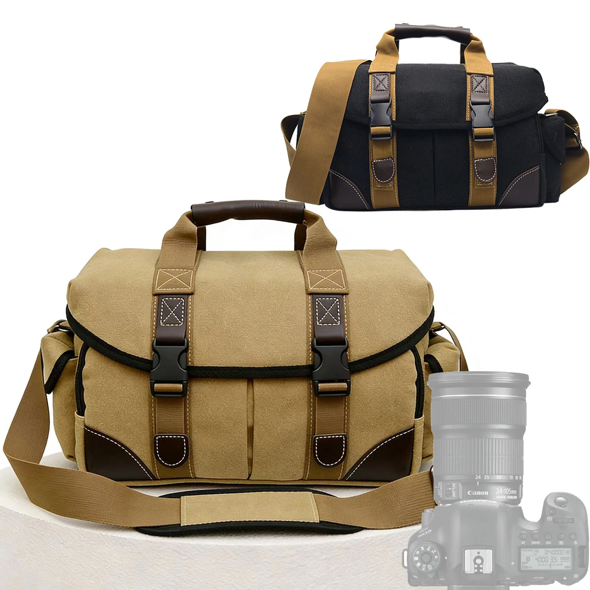 

Large Capacity Canvas Shoulder Bag Cross Body Handbag Compartments for Canon Nikon Sony SLR Cameras Lens photography Accessory