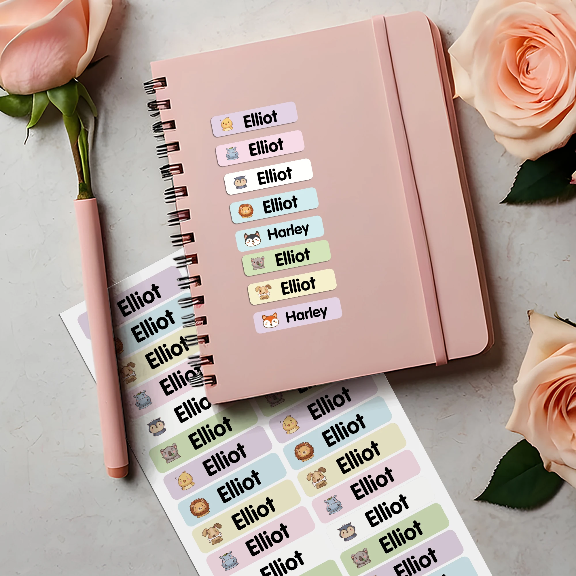 42/84pcs nice animals Cup Tag Customizable Tag Personalized Label Cup Stickers For School Lunch Boxes & Office Supplies