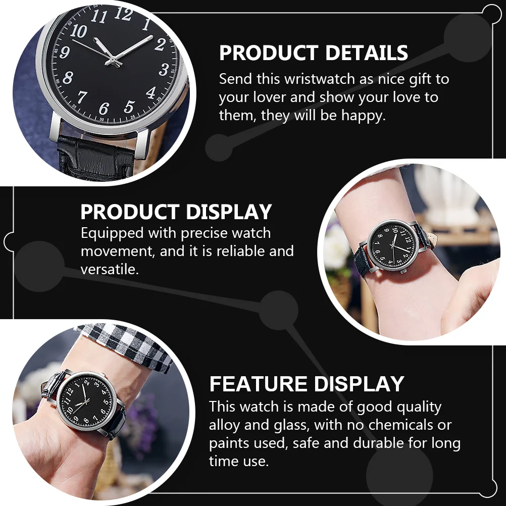 2 uds relojes de pareja reloj de cuarzo de aleación negra correa ajustable reloj de pulsera de moda duradero para hombres mujeres amante regalo ocio