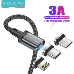 KUULAA Магнитный кабель Micro USB Type C Кабель для быстрой зарядки для iPhone 15 14 Pro XS Max XR X 8 7 Зарядное устройство Кабель MicroUSB USB C