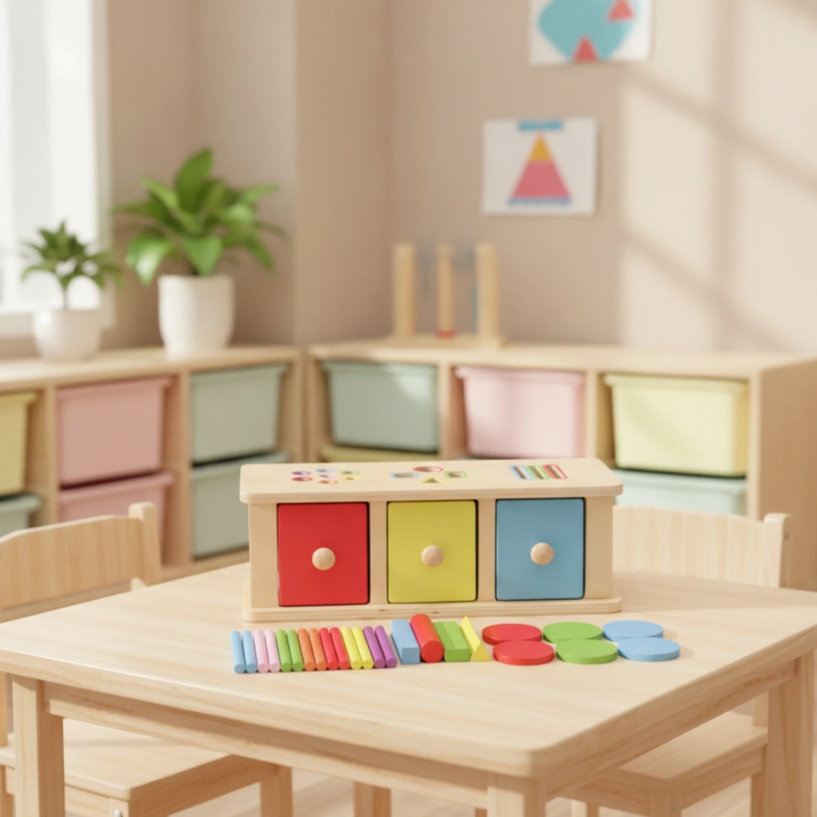 Shape Sorter with Drawers Educational Drawer Box with Shape Blocks Developmental Drawer Toy Learning Sorting Toy with Drawers