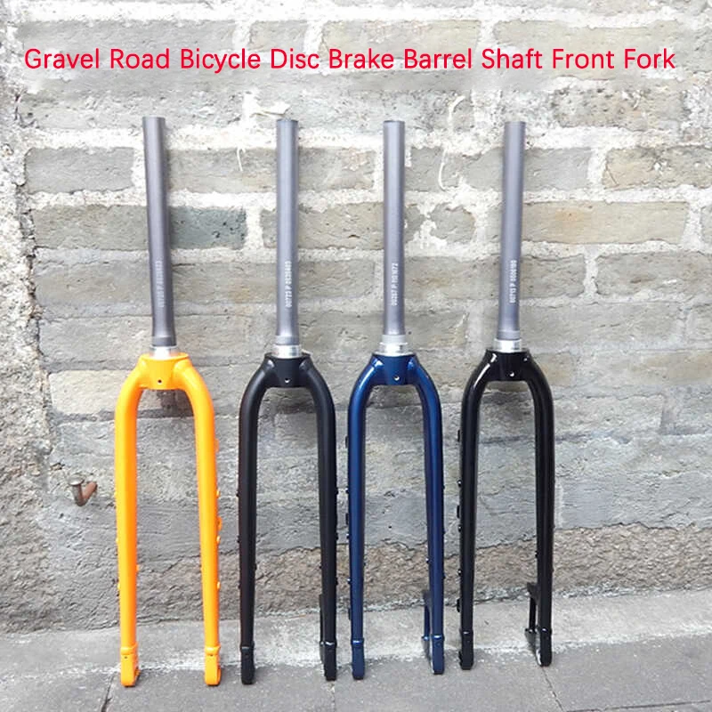 700C Disc Brake Road Bike Front Fork Support 23-50C Tire Barrel Shaft Aluminum Alloy Cone Tube Gravel Modification Part Frok