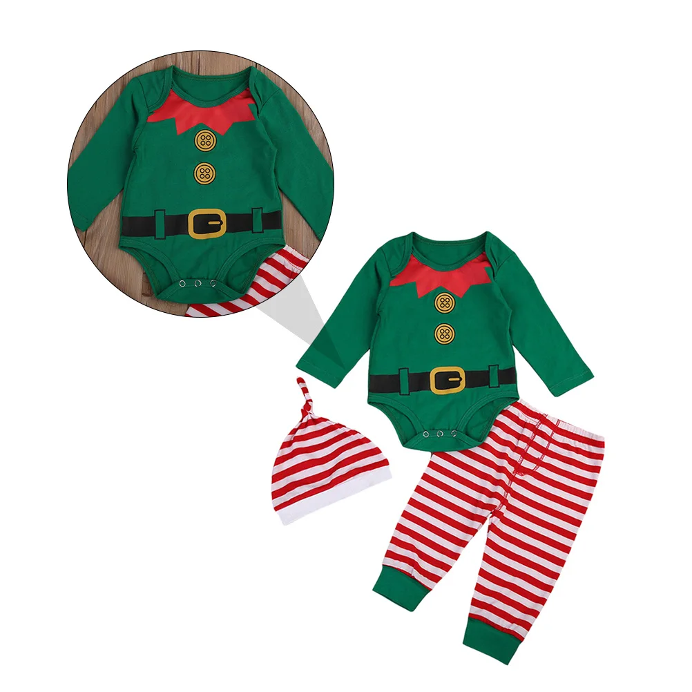 

3pcs Baby Jumpsuits Soft Cotton Long Sleeve Christmas Outfits One Piece Infant Clothes Set Newborn Toddler Romper Overalls Male
