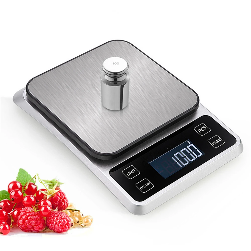 Kitchen Scale 10/5KG Weighing Food Balance USB Charge Digital Scale 1/0.1g Stainless Steel Baking Measure Tools g/oz/lb/tl/kg/ml