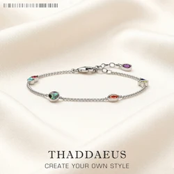 Bracelet Colourful Stones Playful Link Chain 925 Sterling Silver Paradisiacal Nature Jewelry Europe Women Bohemia Creative Gift