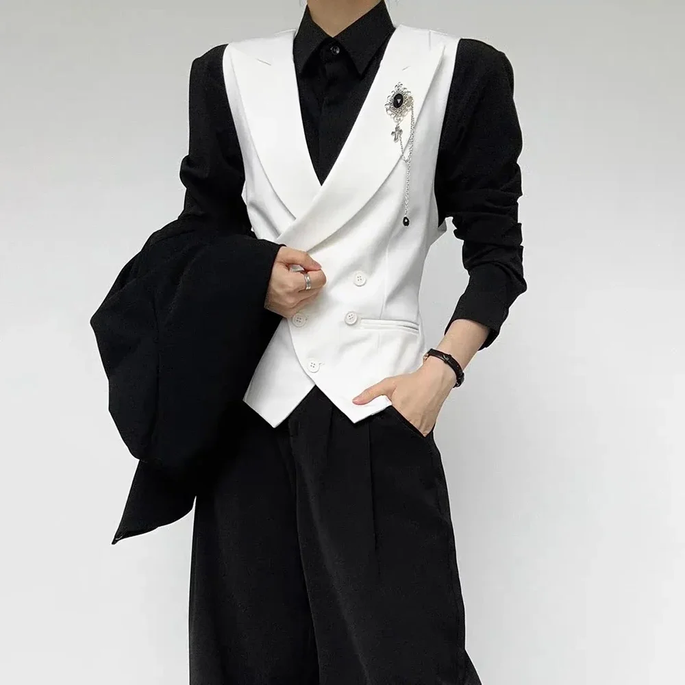 

Мужской жилет-майка с модным утягивающим поясом на спине, повседневный, приталенный, в британском стиле, деловой, элегантный, в стиле Old Money, новинка 2026 года