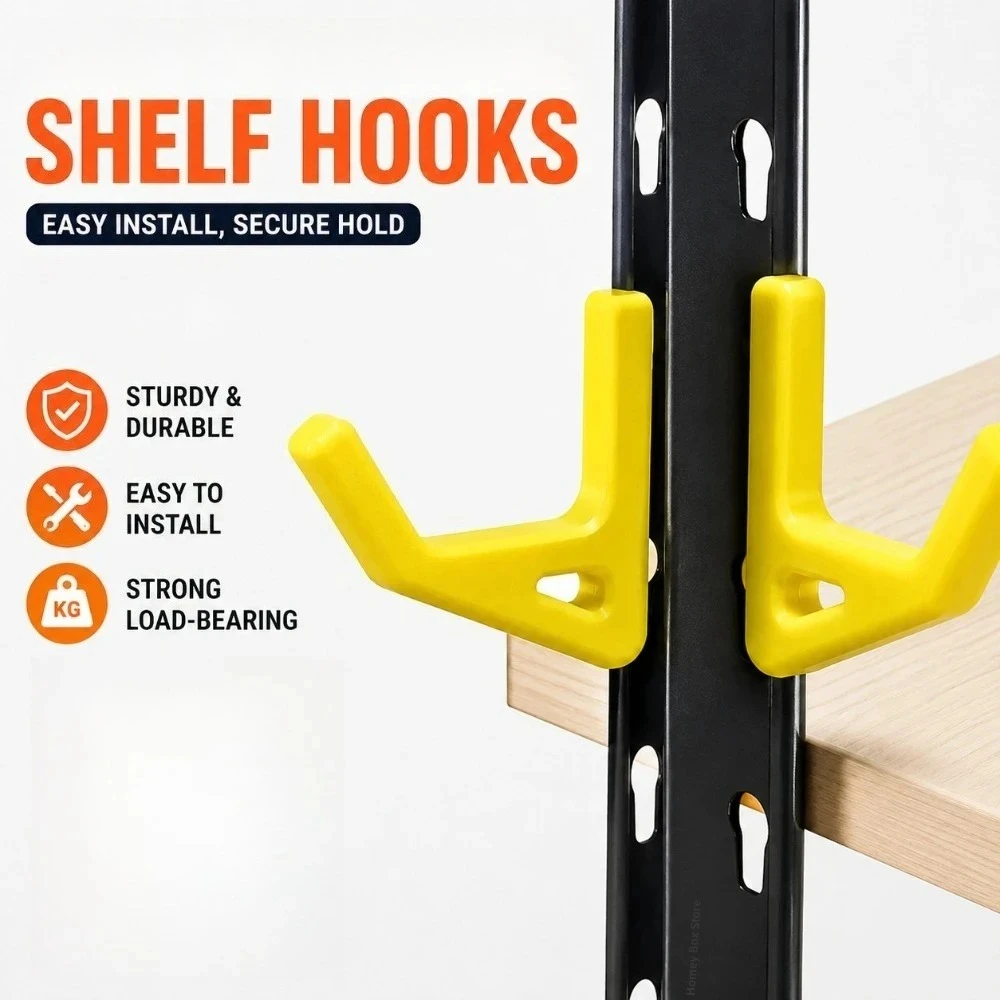 3Pcs Heavy Duty ABS Shelf Support Hooks 10.3mm Hole Spacing Black Yellow Universal Garage Warehouse Storage Rack Fittings